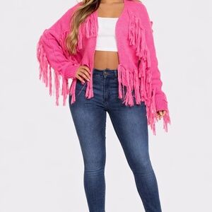 Pink Fringe Sweater